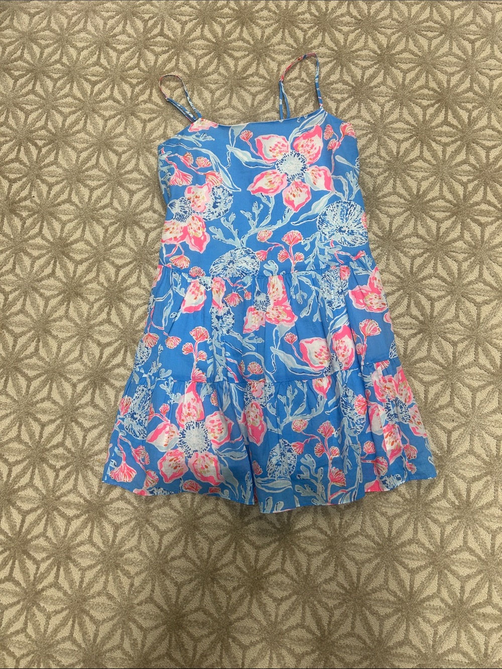 Lilly Pulitzer Blue Floral Mini Dress with Pink Accents